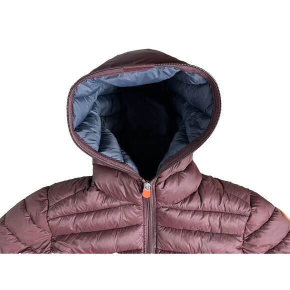 Save The Duck Kids Hooded Ultra Light Jacket Puffer Ski Coat Size 12 PlumTech - Picture 8 of 16